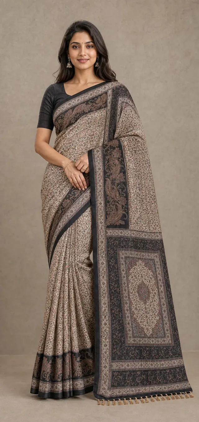 Nocturne Paisley Silk-Cotton Saree